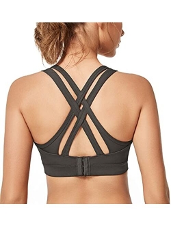 Yvette Women High Impact Sports Bras Criss Cross Back Sexy Running Bra for Plus Size