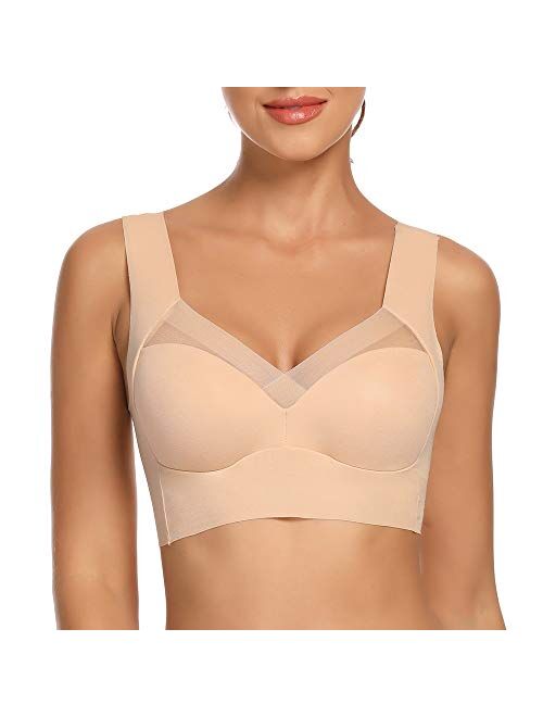 Buy Seamless Mesh Lace Bras for Women Wirefree Comfortable Padded