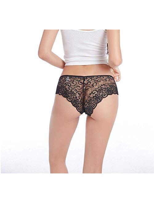 Sunm Boutique 6 Pack Womens Underwear Invisible Seamless Bikini Lace Underwear Half Back Coverage Panties