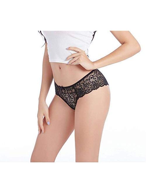 Sunm Boutique 6 Pack Womens Underwear Invisible Seamless Bikini Lace Underwear Half Back Coverage Panties