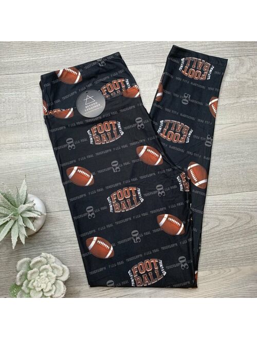 Football Yard Line Print Leggings Yoga Band Discontinued Design OS TC TC2