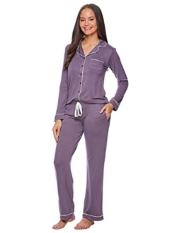 bebe Womens Button Down Long Sleeve Shirt and Pajama Pants Lounge Sleep Set