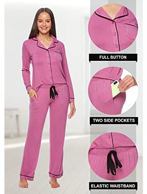 bebe Womens Button Down Long Sleeve Shirt and Pajama Pants Lounge Sleep Set