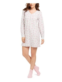 Cozy Fleece Waffle Knit Sleepshirt Nightgown & Socks Set