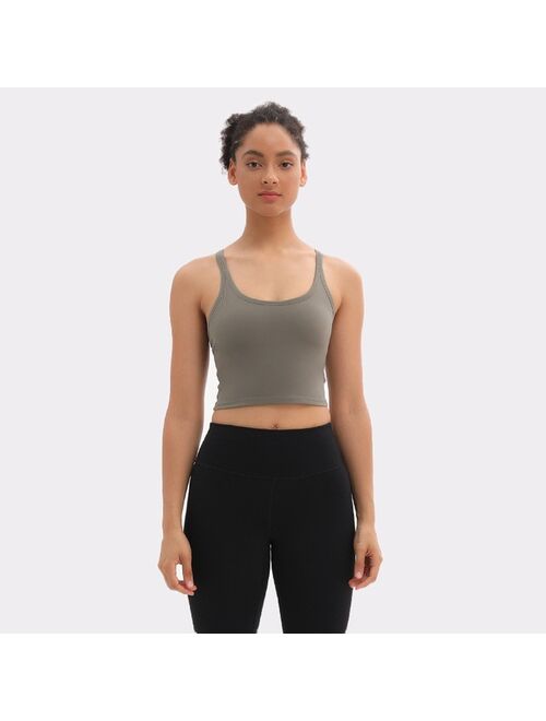 NWT RACERBACK Built In Bra Buttery-Soft Yoga Workout Gym Crop Tops Women Naked-feel Fitness Sport Athletic Crop Vest Bras