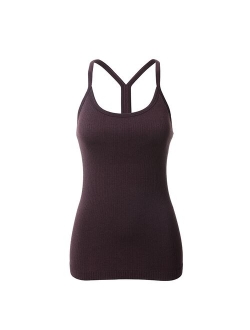 Yoga Tank Tops Sports Camisole for Women Sportswear Athletic Ribbed Built in Bra Lightweight Seamless Slim Fit Racerback Workout