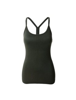 Yoga Tank Tops Sports Camisole for Women Sportswear Athletic Ribbed Built in Bra Lightweight Seamless Slim Fit Racerback Workout