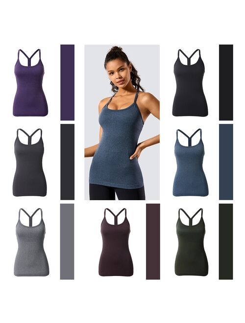 Yoga Tank Tops Sports Camisole for Women Sportswear Athletic Ribbed Built in Bra Lightweight Seamless Slim Fit Racerback Workout