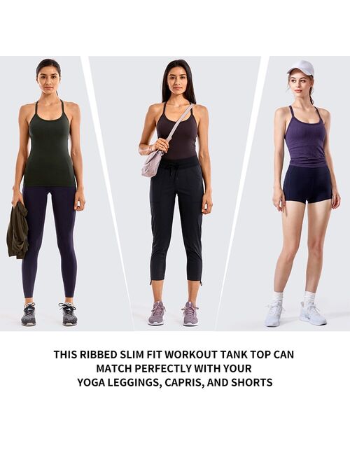 Yoga Tank Tops Sports Camisole for Women Sportswear Athletic Ribbed Built in Bra Lightweight Seamless Slim Fit Racerback Workout