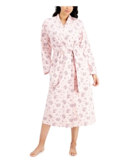 Cotton Long Floral-Print Wrap Robe, Created for Macy's