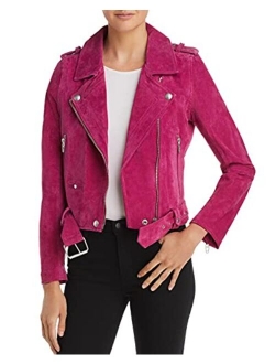 [BLANKNYC] Womens Luxury Clothing Cropped Suede Leather Motorcycle Jacket