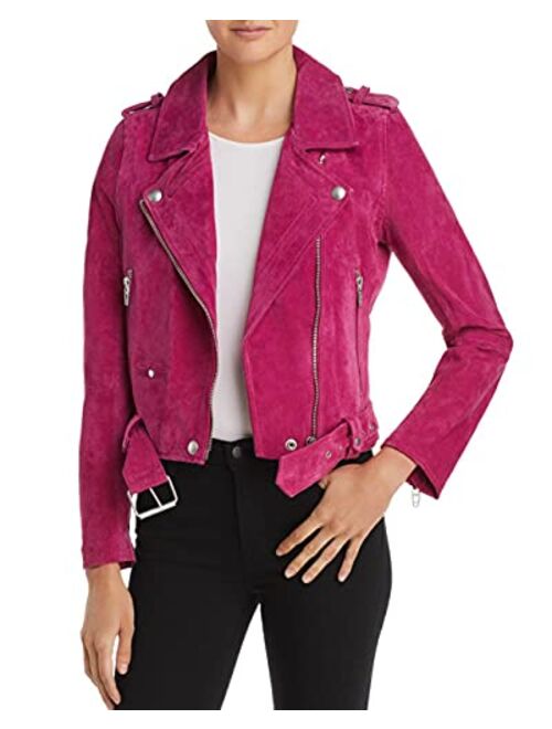 [BLANKNYC] Womens Luxury Clothing Cropped Suede Leather Motorcycle Jacket