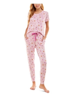 Roudelain Scoop Neck T-Shirt & Jogger Pants Pajama Set