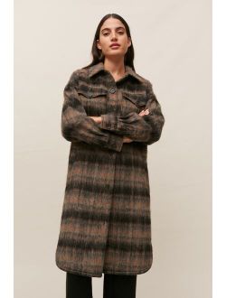 Avec Les Filles Brushed Plaid Longline Coat