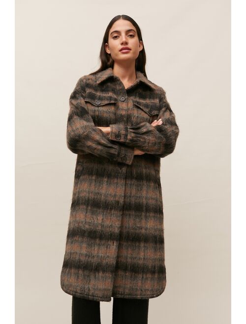 Avec Les Filles Brushed Plaid Longline Coat