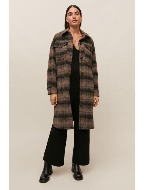 Avec Les Filles Brushed Plaid Longline Coat