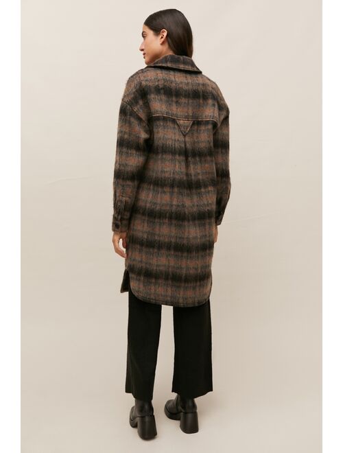 Avec Les Filles Brushed Plaid Longline Coat