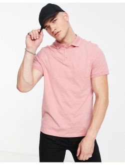 organic jersey polo in washed pink
