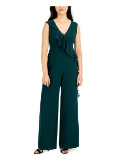 Connected V Neck Ruffled Jumpsuit