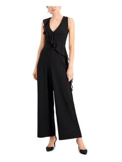 Connected V Neck Ruffled Jumpsuit