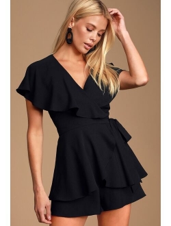 Aldrin White Ruffled Backless Wrap Skort Romper