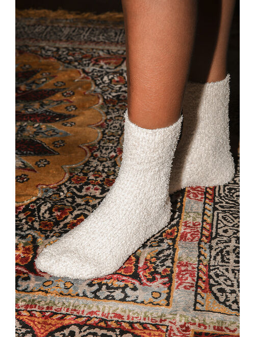 Z Supply All the Cozy Feels White Multi Plush Socks 2 Pack