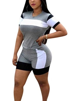 TOPONSKY Womens 2 Piece Sports Outfit Tracksuit Shirt Shorts Jogger Bodycon Sets