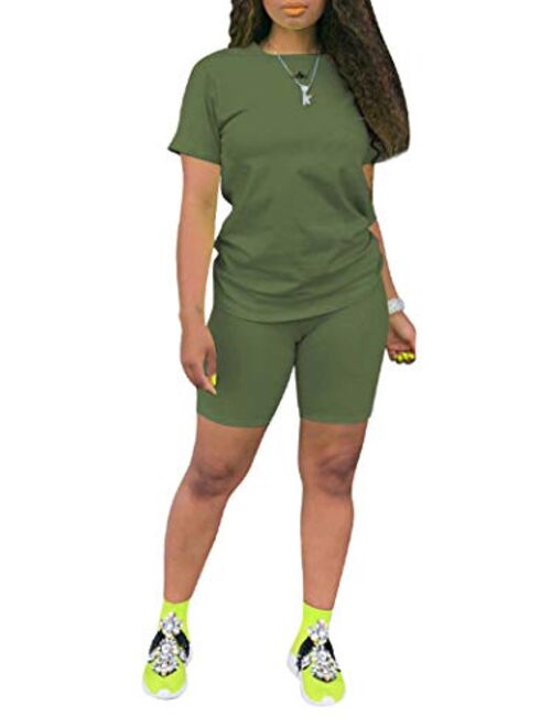 TOPONSKY Womens 2 Piece Sports Outfit Tracksuit Shirt Shorts Jogger Bodycon Sets