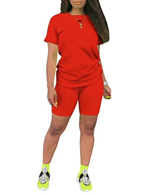 TOPONSKY Womens 2 Piece Sports Outfit Tracksuit Shirt Shorts Jogger Bodycon Sets