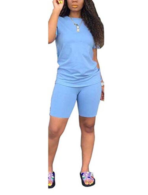 TOPONSKY Womens 2 Piece Sports Outfit Tracksuit Shirt Shorts Jogger Bodycon Sets