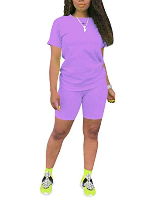 TOPONSKY Womens 2 Piece Sports Outfit Tracksuit Shirt Shorts Jogger Bodycon Sets