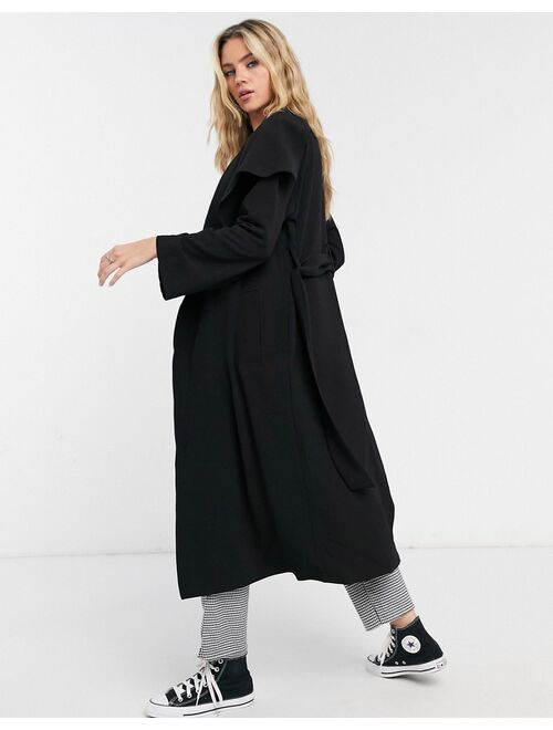 Asos Design soft waterfall duster coat in black