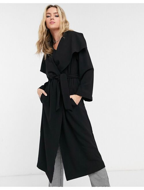 Asos Design soft waterfall duster coat in black