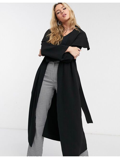 Asos Design soft waterfall duster coat in black