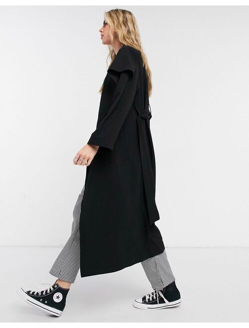 Asos Design soft waterfall duster coat in black