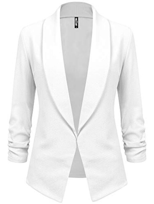 Lock and Love Women 3/4 Sleeve Blazer Open Front Cardigan Jacket Work Office Blazer