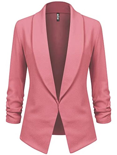 Lock and Love Women 3/4 Sleeve Blazer Open Front Cardigan Jacket Work Office Blazer