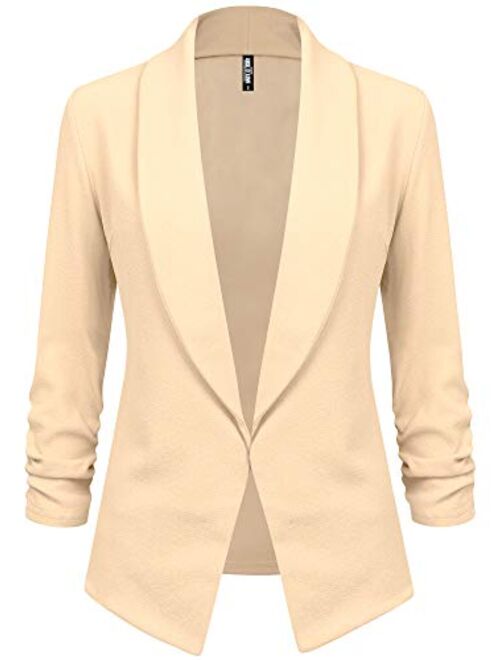 Lock and Love Women 3/4 Sleeve Blazer Open Front Cardigan Jacket Work Office Blazer