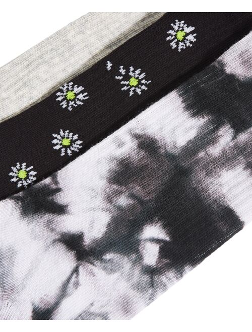 Jenni Women's 3pk Daisy & Tie-Dyed Crew Socks, Created for Macy's