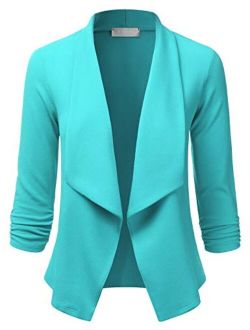 EIMIN Women's 3/4 Sleeve Blazer Open Front Office Work Cardigan Jacket (S-3XL)