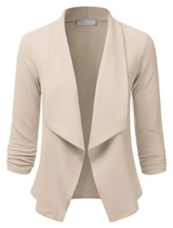 EIMIN Women's 3/4 Sleeve Blazer Open Front Office Work Cardigan Jacket (S-3XL)