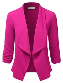 EIMIN Women's 3/4 Sleeve Blazer Open Front Office Work Cardigan Jacket (S-3XL)