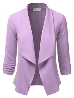 EIMIN Women's 3/4 Sleeve Blazer Open Front Office Work Cardigan Jacket (S-3XL)