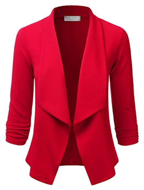 EIMIN Women's 3/4 Sleeve Blazer Open Front Office Work Cardigan Jacket (S-3XL)