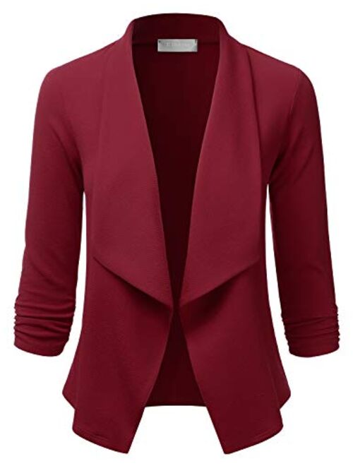 EIMIN Women's 3/4 Sleeve Blazer Open Front Office Work Cardigan Jacket (S-3XL)