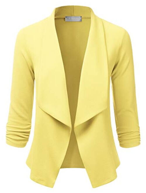 EIMIN Women's 3/4 Sleeve Blazer Open Front Office Work Cardigan Jacket (S-3XL)