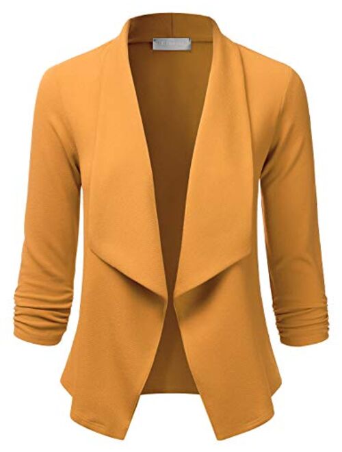 EIMIN Women's 3/4 Sleeve Blazer Open Front Office Work Cardigan Jacket (S-3XL)