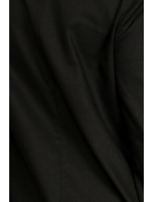 Lulus Miss Punctuality Black Lightweight Linen Blazer