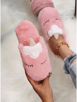 Cartoon Unicorn Design Bedroom Slippers