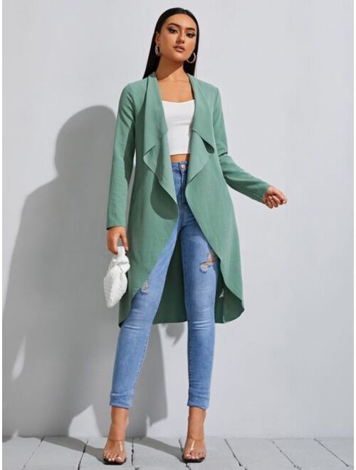 SHEIN Waterfall Collar Slant Pocket Coat